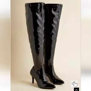 Torrid NWT Black Stretch Over-The-Knee Boot (WW) Sz 7.5 Stiletto Heel